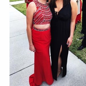 Red two piece prom dress